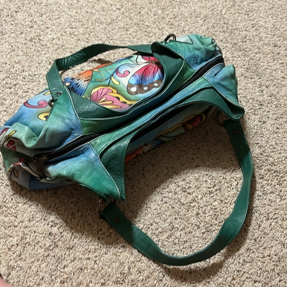 Anuschka Summer Wings Large Triple Compartment Hobo genuine leather - Picture 3 of 9